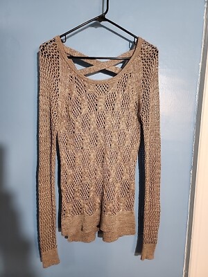 Vanity Ladies Size M Brown W Silver Sparkle Long Sleeved Sweater