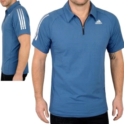 Adidas Clima Herren Polo Shirt Hemd Sport Shirt Stretch Tennis Laufshirt blau S - Bild 1 von 3