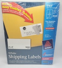 Avery Skilcraft Shipping Labels 2"x4" 1000/Pack For Use w Template 5163. Sealed!