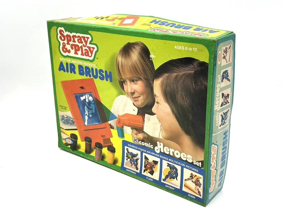 Ideal DC COMICS BATMAN SUPERMAN FLASH Spray & Play Airbrush Set - 1976 New# MH - Image 2 of 4