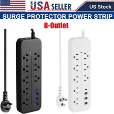 8-Outlets Power Strip Surge Protector AC with 3 USB Ports Mountable 45 Plug US