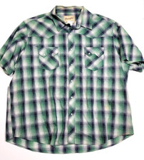 Vintage Wrangler Western Pearl Snap Sawtooth Pocket Short-Sleeve Shirt Men's 2XL