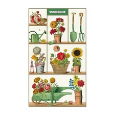 Cavallini & Co., "Gardening" Vintage Kitchen / Tea Towel, 100% Cotton, NEW