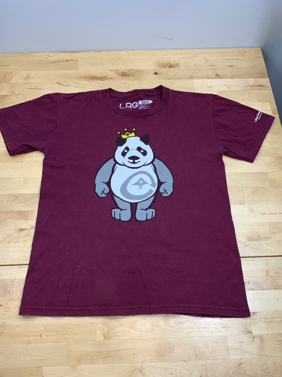 LRG Lifted Research Group Panda Graphic T Shirt Medium Maroon