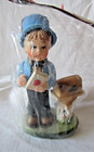 Vintage Hard Plastic Boy Blue Coat Letter Mail Box Hanging Ornament Christmas — photo 1