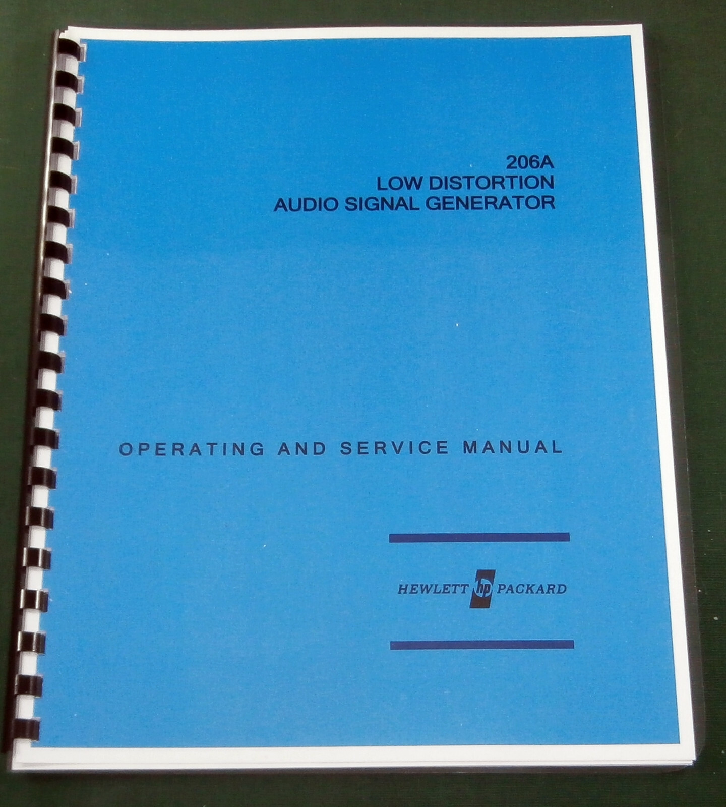 HP 206A Operating & Service Manual: w/11"x17" Schematic & Plastic Covers