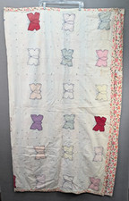 Vintage Appliqu Quilt Butterflies Handmade Embroidered Stitched 62"x74"