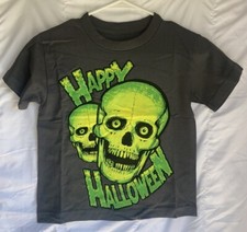 Chemistry Boy  s Skulls Happy Halloween Short Sleeve T Shirt 5/6 Charcoal A37 