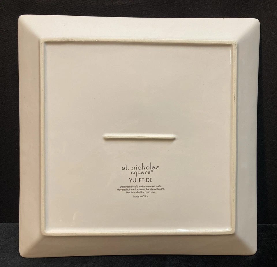 St. Nicholas Square Yuletide Snowman Red Cardinal Square Plate 10 1/8” - Image 3 of 4