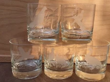 Set of 5 Glasses Barware Sportsman/Outdoorsman Bird Assortment