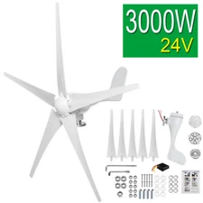 3000W Wind Turbine Generator 5 Blades & Charge Controller Dynamo Power Kit 24V