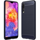 Coque Huawei P20 Pro Etui Gel Housse Motif Fibre Carbone Luxe TPU, Bleu Foncé