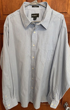 Eddie Bauer Dress Shirt Men's XXL Wrinkle Resistant Classic Fit Blue Pin Stripe