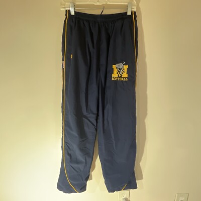 Russell Athletic Track Pants Mens M Elastic Waist Zip Ankles Dark Blue Michigan