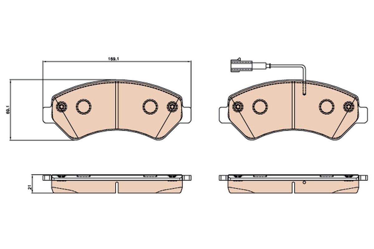 GDB2069 TRW Brake Pad Set, disc brake for FIAT