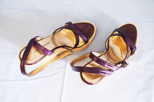D&G Sandals Wedges Platform Dolce and Gabbana Purple 37 Heel 14 - Picture 13 of 21