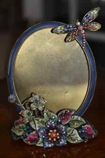 VERY RARE JAY STRONGWATER DRAGONFLY DARJEELING FLOWER LEAF ENAMEL CRYSTAL FRAME
