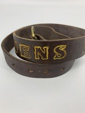 Vtg Personalized Jens Nielsen Hand Tooled Leather Belt 31"- 38" Brass buckle