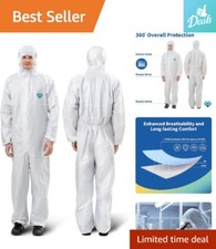 Hazmat Suit - Disposable Coverall PPE - Full Body Protective Clothing with Hood