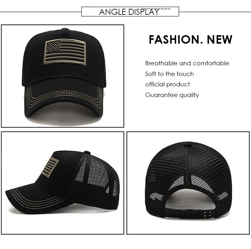 Outdoor Mesh Baseball Cap For Men - Breathable Mesh Back, Adjustable Strap | Solid Cotton Twill Front