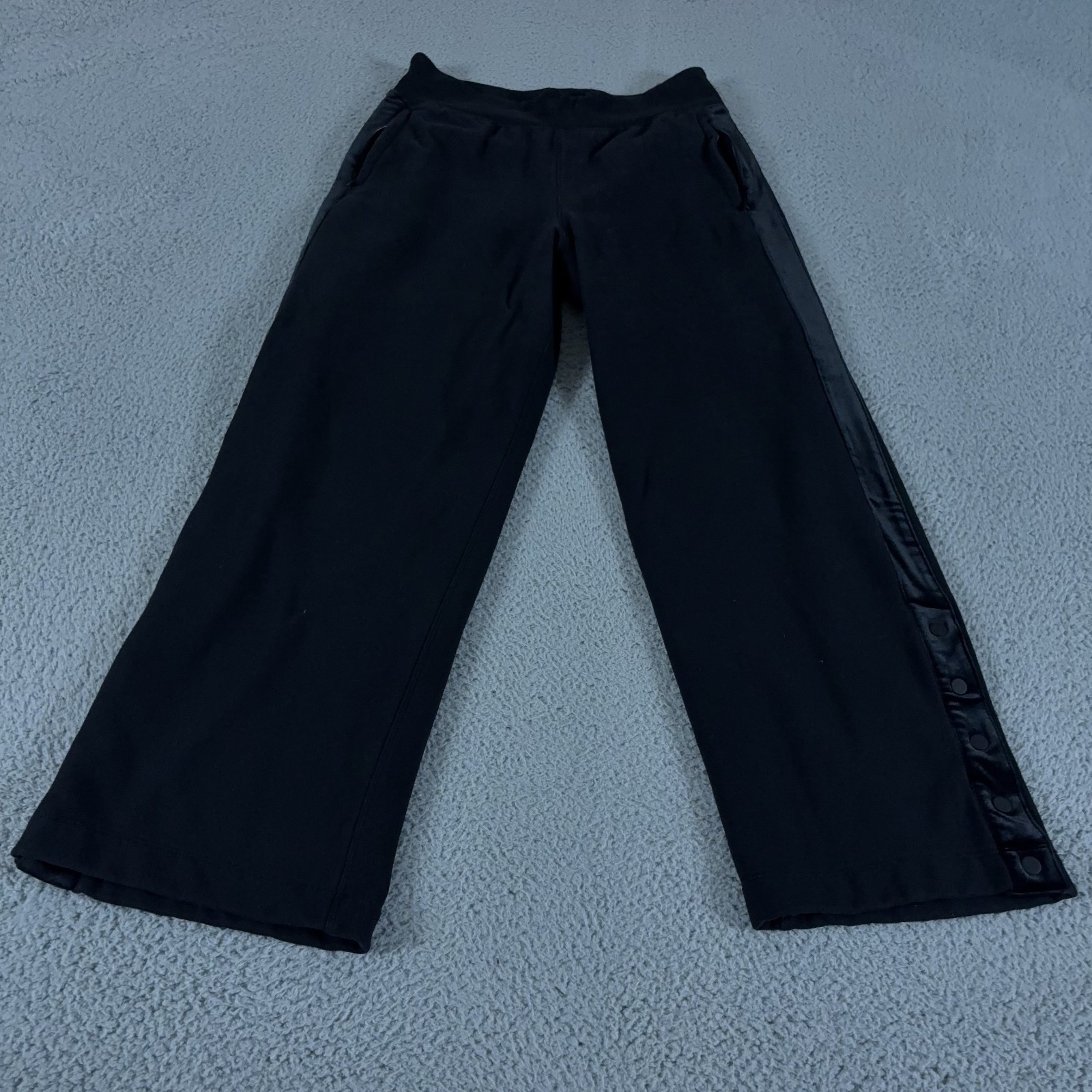 Athleta Pants Womens Medium Black Retroplush Velvet Straight Leg Baggy Casual