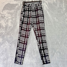 Vintage Y2K Houndstooth Pants Stretch Pull On Black White S/M Ralph Christmas