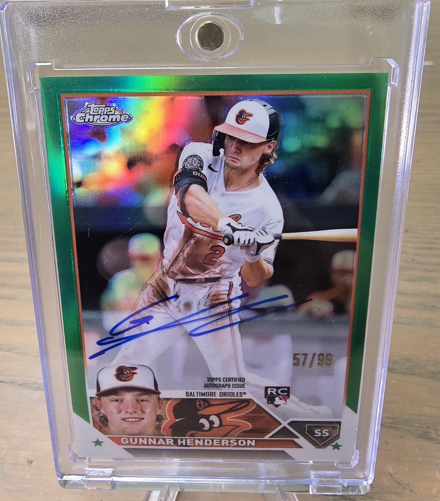 Gunnar Henderson 2023 Topps Chrome Green Refractor Rookie AUTO RC /99 MINT 🔥