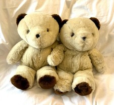 Vintage Eden Toys Plush Twin Teddy Bear Set 16 Light Brown 1980s/1990s