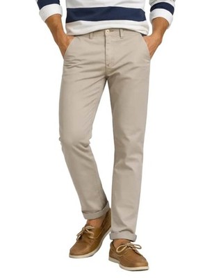 Hattric Parker Chino Trousers Straight Lightweight Stretch Waist Beige