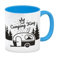 Camping King Kaffeebecher Hellblau Mit WunderschöNen Reisemotiven