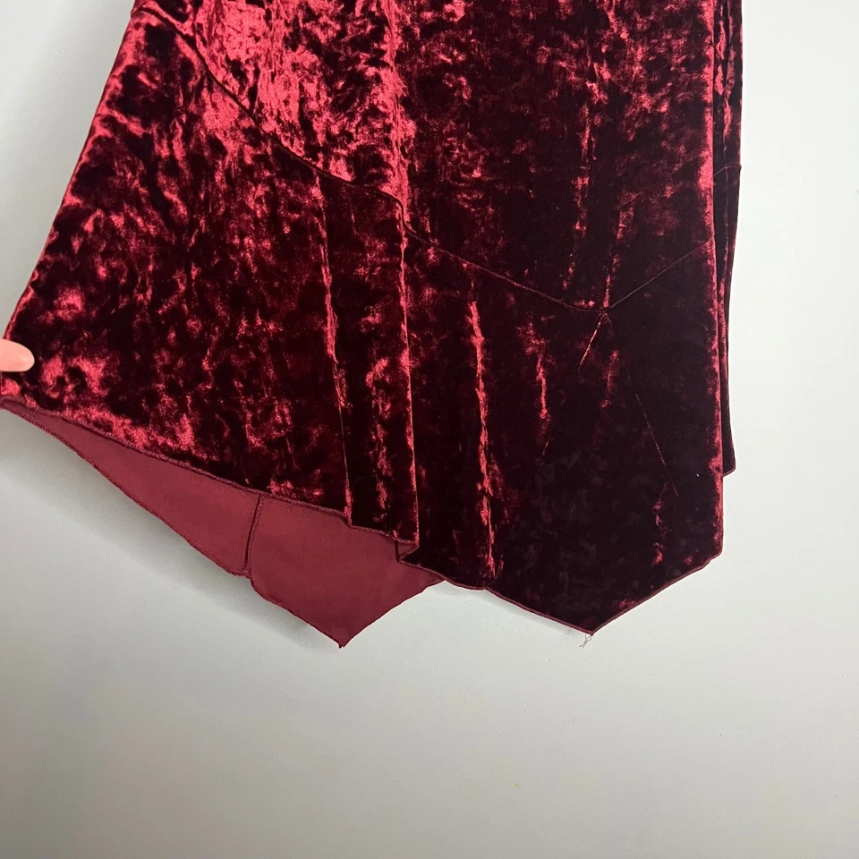 Maxi falda vintage de terciopelo rojo para mujer XL dobladillo asimétrico grunge gótica Y2K EE. UU. Foto 4 de 4