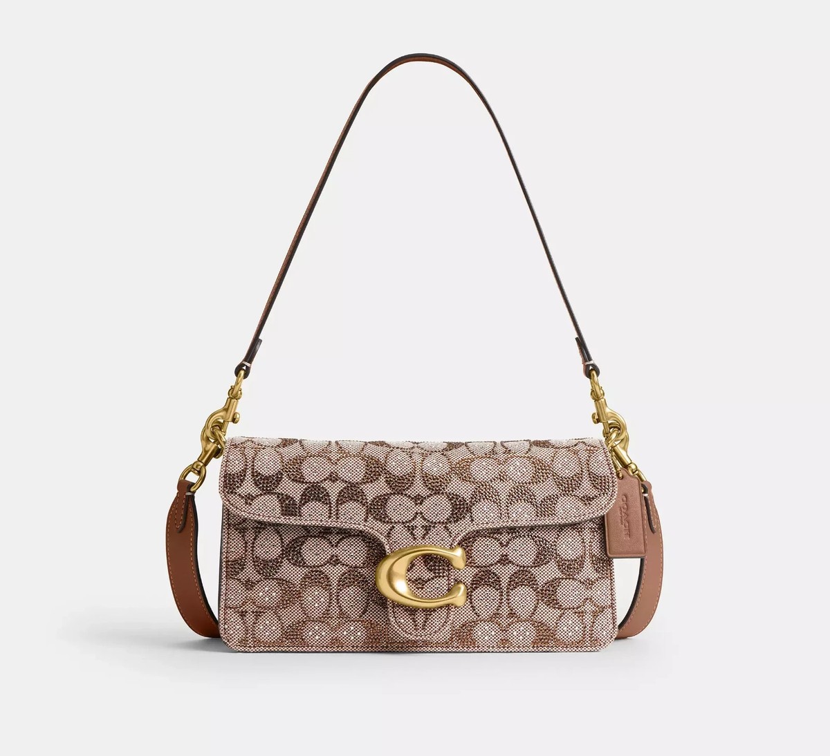 COACH Tabby Shoulder Bag 26 Crystal Signature Jacquard CDZ34 Brass