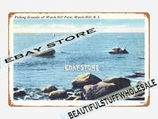 1930-45 Fishing grounds off Watch Hill Point, Watch Hill, Rhode Island tin sign