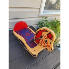 Vintage 1950's Spotty Wood Wooden Rocking Horse is a Classic Toy Made in USA