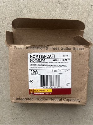 NEW SQUARE D HOMELINE HOM115PCAFI HOM115PCAFIC 15A PLUG ON NEUTRAL AFCI No Box
