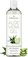 12oz Organic Aloe Vera Gel - Pure, Cold Pressed  Unscented for All Skin Types