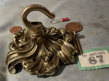 94mm ANTIQUE vintage CEILING ROSE FRENCH ROCOCO chandelier hook CAST BRASS  87