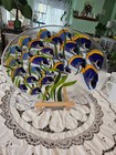 Tang Fish School Glass Tropical Fish Ocean Sea  17" x 12.25" Oval Platter Signed — photo 4