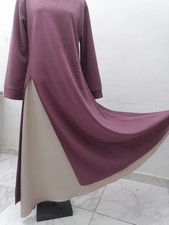 Women's Mauve Long Sleeve Maxi Dress Modest Casual Side Slit