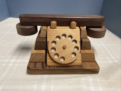 Vtg Wooden Stacking Rotary Phone Puzzle