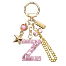 Initial Letter Keychain for Women Cute Heart Butterfly Star Chain Pink Z
