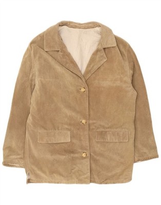 Vintage Damen Wildleder Jacke UK 16 Large Beige BO01