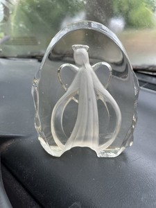 Vintage Hand Blown Clear Swedish Art Glass Angle Figurine Sculpture 5"