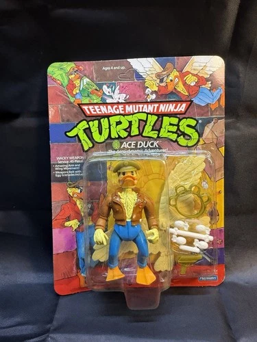 Vintage 1989 TMNT Ace Duck Action Figure MOC Punched Playmates Toys