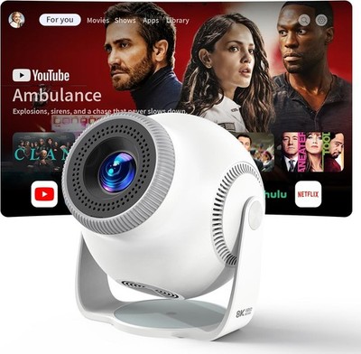 Mini Beamer Projektor 1080P Full HD 480 ANSI Android 14 WiFi 6 180° Drehbar