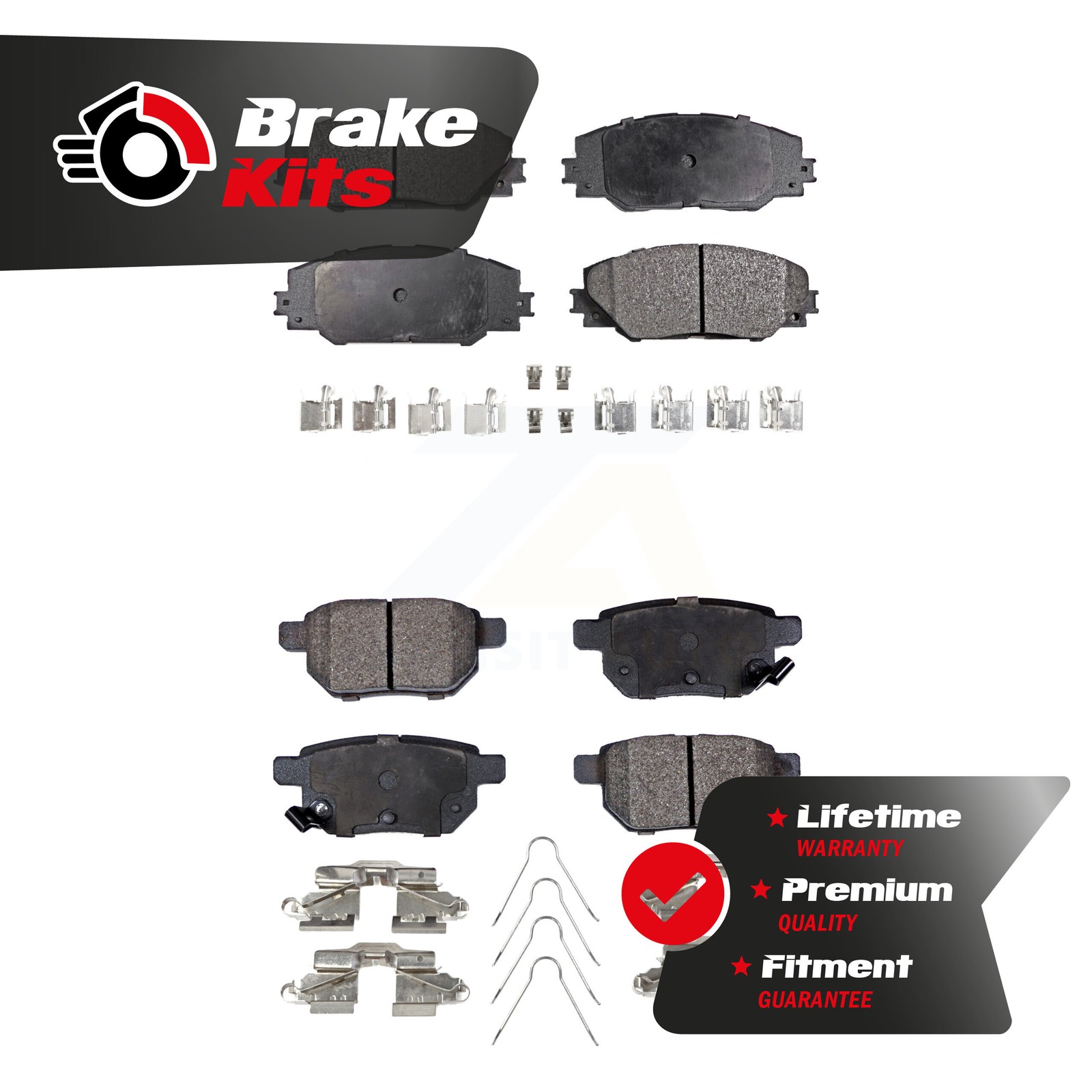 Front Rear Semi-Metallic Brake Pads Kit For 2009-2013 Toyota Matrix XRS
