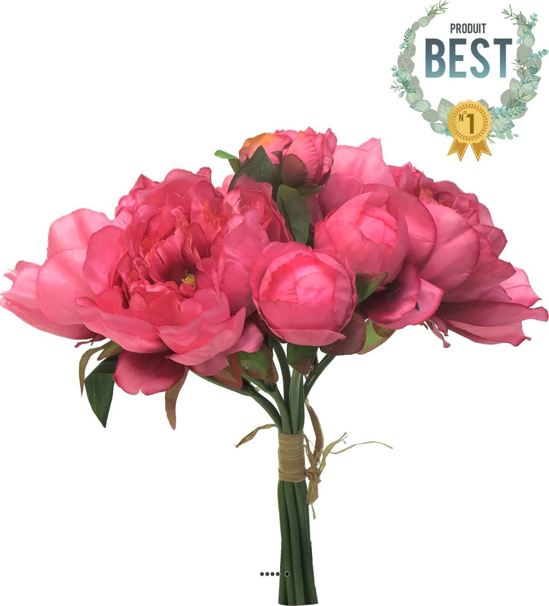 Bouquet de pivoines artificielles haut de gamme fuchsia 34cm