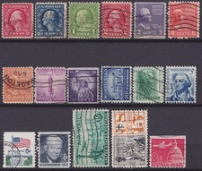 Etats Unis Lot timbres oblitérés Y&T 200, 203, 228, 229, 372, 376, 380, 453, 581