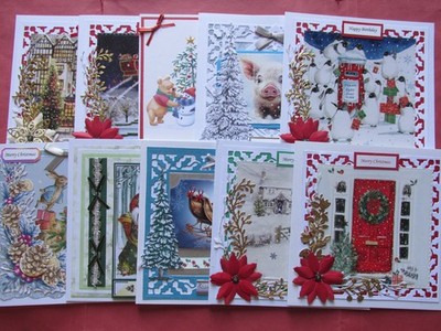 10er-PACK HANDGEFERTIGTE 3D-LAGIG 6'' x 6'' GEMISCHTES THEMA WEIHNACHTSKARTEN b