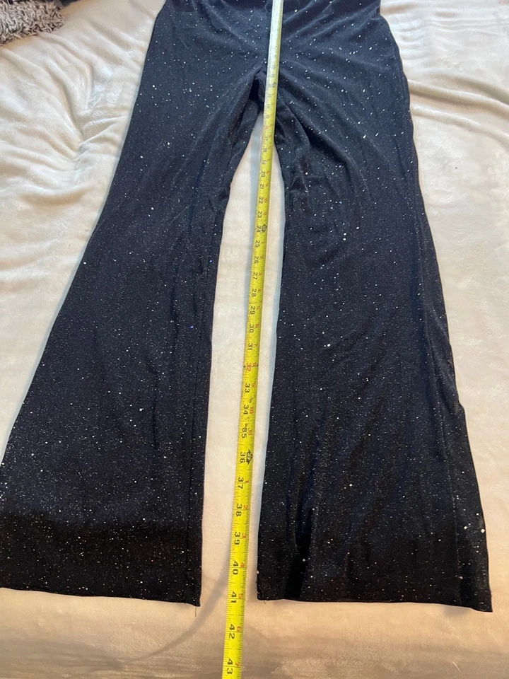 Madden NYC Sparkle Black Pants Women's Bootcut Glitter Party Casual - Image 2 of 3